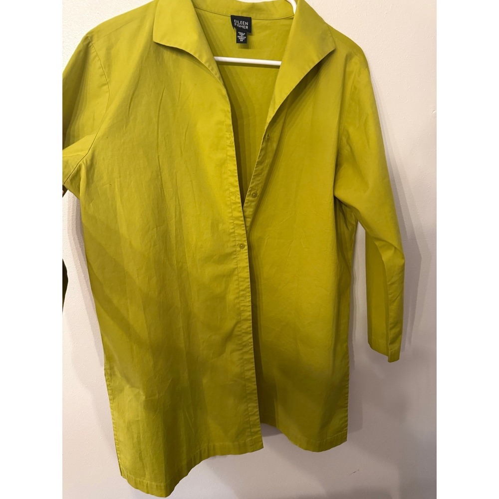 Eileen Fisher Citron Organic Handkerchief Linen Classic Collar Shirt Women's M - Picture 7 of 7